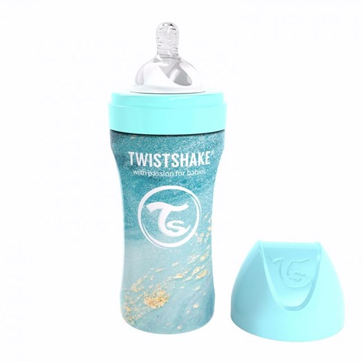 Twistshake Anti-Colic rostfri flaska 330 ml marble blå