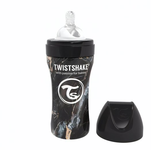 Twistshake Anti-Colic rostfri flaska 330 ml marble svart