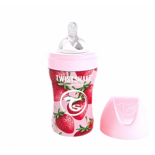 Läs mer om Twistshake Anti-Colic rostfri flaska 260 ml, strawberry