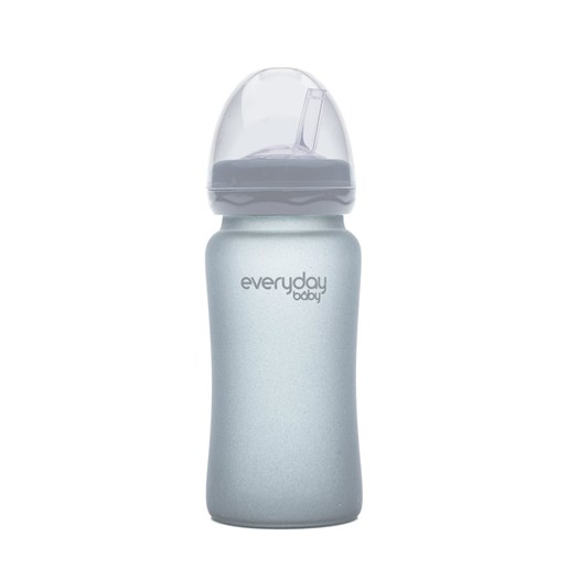 Läs mer om Everyday Baby sugrörsflaska glas 240 ml, quiet grey
