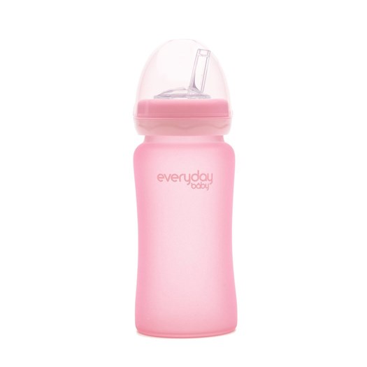 Läs mer om Everyday Baby sugrörsflaska glas 240 ml, rose pink