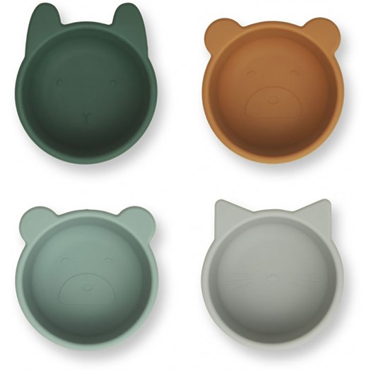 Liewood silikonskål Malene 4-pack green multi mix