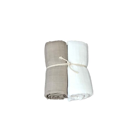 Läs mer om Mini Dreams muslinfilt 115x115 cm 2-pack, vit/linne