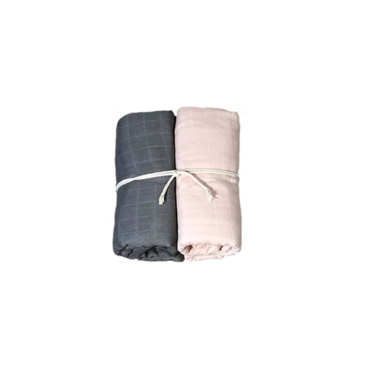 Läs mer om Mini Dreams muslinfilt 115x115 cm 2-pack, grå/dusty pink