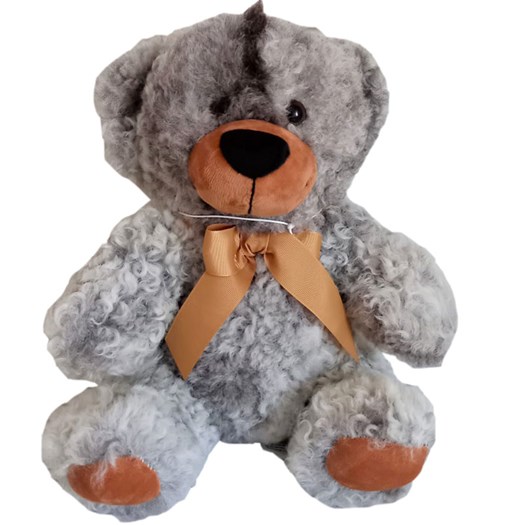 Segr teddybjörn i fårskinn grå