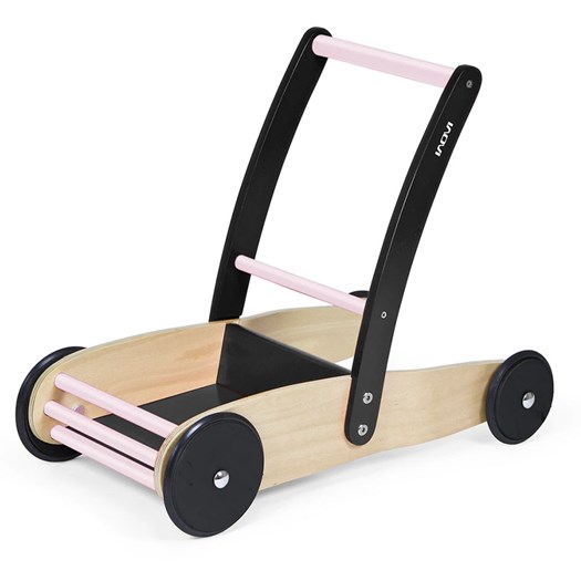 Inovi lära-gå-vagn stabil svart/rosa