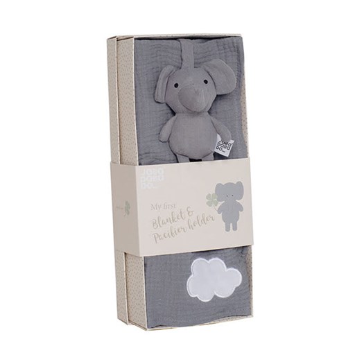 Läs mer om Jabadabado presentkit babyfilt grå/elefant nappkompis