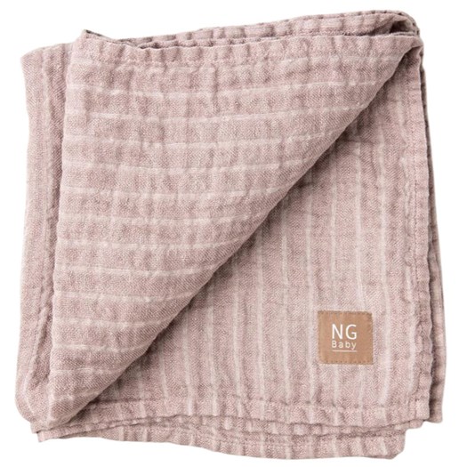 NG Baby linnefilt 100 x 100 cm dusty pink/ivory rand