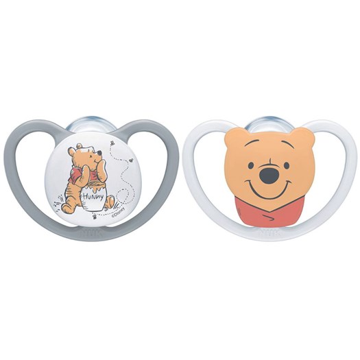 NUK napp Pacifier Space Silicon 2-pack 0-6 mån, Nalle Puh