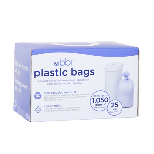 Produktfoto för Ubbi plastpåse till blöjhink, 25-pack