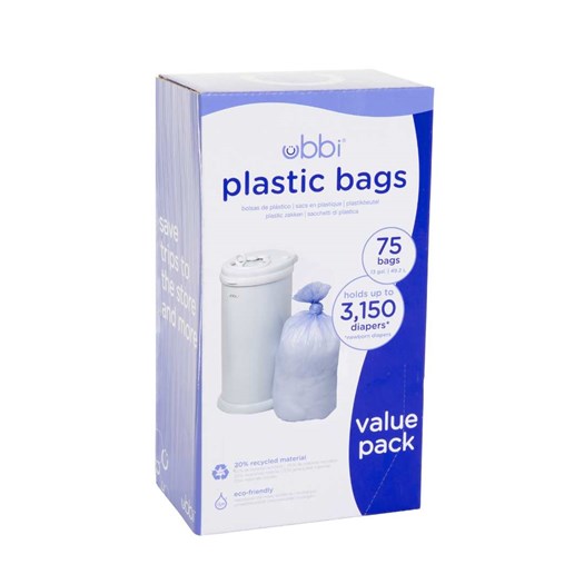 Läs mer om Ubbi plastpåse till blöjhink, 75-pack